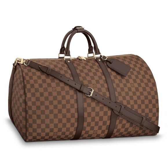 Louis Vuitton Keepall Bandouliere 55 Damier Ebene Travel Bag Brown